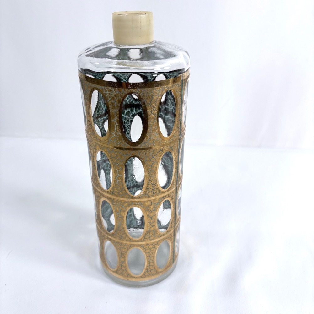 Vintage Culver Pisa Decanter 22-karat Gold Gold Crackle Oval Cutout Barware - Picture 4 of 8